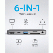 Anker PowerExpand Direct 6in1 USB-C PD Media Hub - мултифункционален USB-C хъб за свързване на допълнителна периферия за iPad Pro 11 (тъмносив) 2