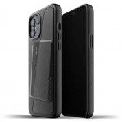 Mujjo Leather Wallet Case - кожен (естествена кожа) кейс с джоб за кредитна карта за iPhone 12 Pro Max (черен)