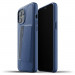Mujjo Leather Wallet Case - кожен (естествена кожа) кейс с джоб за кредитна карта за iPhone 12 Pro Max (син) 1