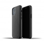 Mujjo Full Leather Case - кожен (естествена кожа) кейс за iPhone 12 mini (черен)