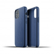 Mujjo Full Leather Case - кожен (естествена кожа) кейс за iPhone 12 mini (син) 1
