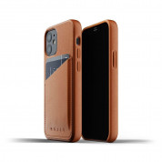 Mujjo Leather Wallet Case - кожен (естествена кожа) кейс с джоб за кредитна карта за iPhone 12 mini (кафяв)