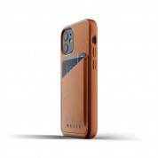 Mujjo Leather Wallet Case - кожен (естествена кожа) кейс с джоб за кредитна карта за iPhone 12 mini (кафяв) 3