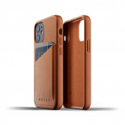 Mujjo Leather Wallet Case - кожен (естествена кожа) кейс с джоб за кредитна карта за iPhone 12 mini (кафяв) 1