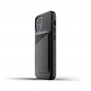 Mujjo Leather Wallet Case - кожен (естествена кожа) кейс с джоб за кредитна карта за iPhone 12 mini (черен) 3
