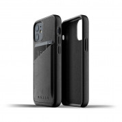 Mujjo Leather Wallet Case - кожен (естествена кожа) кейс с джоб за кредитна карта за iPhone 12 mini (черен) 2