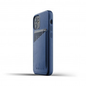 Mujjo Leather Wallet Case - кожен (естествена кожа) кейс с джоб за кредитна карта за iPhone 12 mini (син) 3