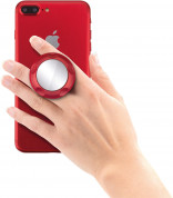 Jumpop Smartphone-Fingerholder - поставка и аксесоар против изпускане с огледало на вашия смартфон (червен-мат)