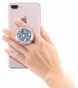 Jumpop Glamour Diamond Cut Smartphone-Fingerholder  - поставка и аксесоар против изпускане на вашия смартфон (розово злато-гланц)