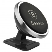 Baseus 360-degree Rotation Magnetic Mount Holder - магнитна поставка за гладки повърхности за смартфони (черен-сребрист)