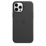 Apple iPhone Leather Case with MagSafe - оригинален кожен кейс (естествена кожа) за iPhone 12 Pro Max (черен) 3