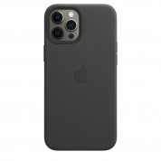 Apple iPhone Leather Case with MagSafe - оригинален кожен кейс (естествена кожа) за iPhone 12 Pro Max (черен) 2