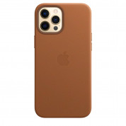 Apple iPhone Leather Case with MagSafe - оригинален кожен кейс (естествена кожа) за iPhone 12 Pro Max (кафяв) 1