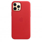 Apple iPhone Leather Case with MagSafe - оригинален кожен кейс (естествена кожа) за iPhone 12 Pro Max (червен) 3