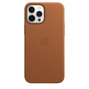 Apple iPhone Leather Case with MagSafe - оригинален кожен кейс (естествена кожа) за iPhone 12, iPhone 12 Pro (кафяв) 5