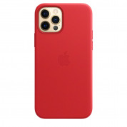 Apple iPhone Leather Case with MagSafe - оригинален кожен кейс (естествена кожа) за iPhone 12, iPhone 12 Pro (червен) 7