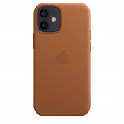 Apple iPhone Leather Case with MagSafe - оригинален кожен кейс (естествена кожа) за iPhone 12 Mini (кафяв) 3