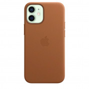 Apple iPhone Leather Case with MagSafe - оригинален кожен кейс (естествена кожа) за iPhone 12 Mini (кафяв)