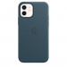 Apple iPhone Leather Case with MagSafe - оригинален кожен кейс (естествена кожа) за iPhone 12, iPhone 12 Pro (тъмносин) 4
