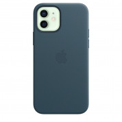 Apple iPhone Leather Case with MagSafe - оригинален кожен кейс (естествена кожа) за iPhone 12, iPhone 12 Pro (тъмносин) 1