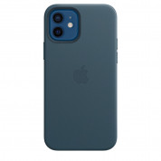 Apple iPhone Leather Case with MagSafe - оригинален кожен кейс (естествена кожа) за iPhone 12, iPhone 12 Pro (тъмносин)