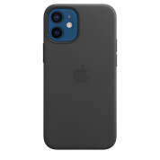 Apple iPhone Leather Case with MagSafe - оригинален кожен кейс (естествена кожа) за iPhone 12 Mini (черен) 2