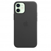 Apple iPhone Leather Case with MagSafe - оригинален кожен кейс (естествена кожа) за iPhone 12 Mini (черен)
