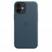 Apple iPhone Leather Case with MagSafe - оригинален кожен кейс (естествена кожа) за iPhone 12 Mini (тъмносин) 5