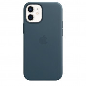 Apple iPhone Leather Case with MagSafe - оригинален кожен кейс (естествена кожа) за iPhone 12 Mini (тъмносин) 3