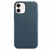 Apple iPhone Leather Case with MagSafe - оригинален кожен кейс (естествена кожа) за iPhone 12 Mini (тъмносин) 4
