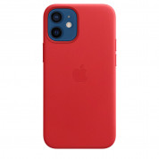 Apple iPhone Leather Case with MagSafe - оригинален кожен кейс (естествена кожа) за iPhone 12 Mini (червен) 1