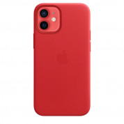 Apple iPhone Leather Case with MagSafe - оригинален кожен кейс (естествена кожа) за iPhone 12 Mini (червен) 4