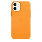 Apple iPhone Leather Case with MagSafe - оригинален кожен кейс (естествена кожа) за iPhone 12 Mini (жълт) 3