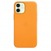 Apple iPhone Leather Case with MagSafe - оригинален кожен кейс (естествена кожа) за iPhone 12 Mini (жълт)