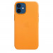 Apple iPhone Leather Case with MagSafe - оригинален кожен кейс (естествена кожа) за iPhone 12 Mini (жълт) 2