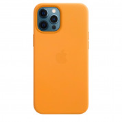 Apple iPhone Leather Case with MagSafe - оригинален кожен кейс (естествена кожа) за iPhone 12, iPhone 12 Pro (жълт) 5