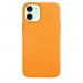 Apple iPhone Leather Case with MagSafe - оригинален кожен кейс (естествена кожа) за iPhone 12, iPhone 12 Pro (жълт) 2