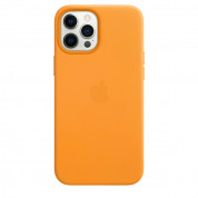 Apple iPhone Leather Case with MagSafe - оригинален кожен кейс (естествена кожа) за iPhone 12 Pro Max (жълт) 3
