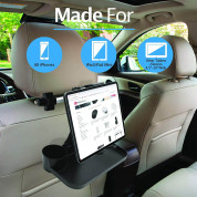 Macally Dual Position Car Seat Headrest Tablet Mount with Table Tray - поставка за смартфон или таблет за седалката на автомобил с масичка за хранене (черен) 3