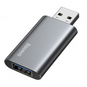 Baseus Travel Memory Stick 32GB (ACUP-B0A) - USB флаш памет с 32GB капацитет и допълнителен USB-A порт за зареждане на мобилни устройства (тъмносив) 3