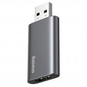 Baseus Travel Memory Stick 64GB (ACUP-C0A) - USB флаш памет с 64GB капацитет и допълнителен USB-A порт за зареждане на мобилни устройства (тъмносив)