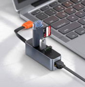 Baseus Steel Cannon Series USB Hub (CAHUB-AH0G) - USB хъб с три USB порта и RJ-45 Gigabit Ethernet порт за компютри и лаптопи (тъмносив) 8