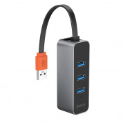 Baseus Steel Cannon Series USB Hub (CAHUB-AH0G) - USB хъб с три USB порта и RJ-45 Gigabit Ethernet порт за компютри и лаптопи (тъмносив)