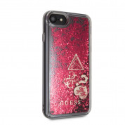 Guess Liquid Glitter Hearts Case - дизайнерски кейс с висока защита за iPhone SE (2020), iPhone 8, iPhone 7 (червен) 1