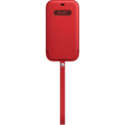 Apple iPhone Leather Sleeve with MagSafe - оригинален кожен калъф, тип джоб за iPhone 12 Pro Max (червен)