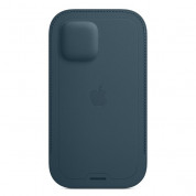 Apple iPhone Leather Sleeve with MagSafe - оригинален кожен калъф, тип джоб за iPhone 12, iPhone 12 Pro (син) 2