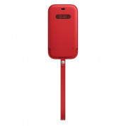 Apple iPhone Leather Sleeve with MagSafe - оригинален кожен калъф, тип джоб за iPhone 12, iPhone 12 Pro (червен)