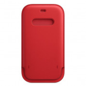 Apple iPhone Leather Sleeve with MagSafe - оригинален кожен калъф, тип джоб за iPhone 12, iPhone 12 Pro (червен) 3