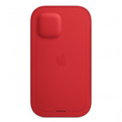 Apple iPhone Leather Sleeve with MagSafe - оригинален кожен калъф, тип джоб за iPhone 12, iPhone 12 Pro (червен) 2