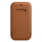 Apple iPhone Leather Sleeve with MagSafe - оригинален кожен калъф, тип джоб за iPhone 12, iPhone 12 Pro (кафяв) 3